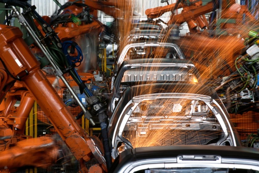 Robots In a Car Factory